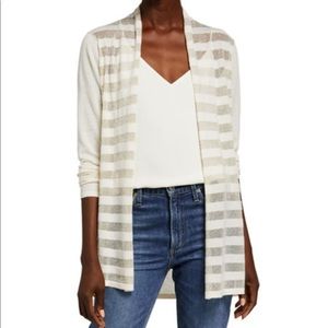 Nordstrom Superfine Metallic Striped Cardigan